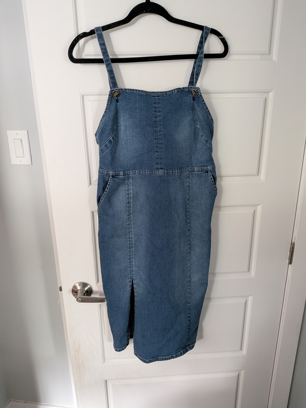 Guess Blue Denim Midi Pinafore Dress
